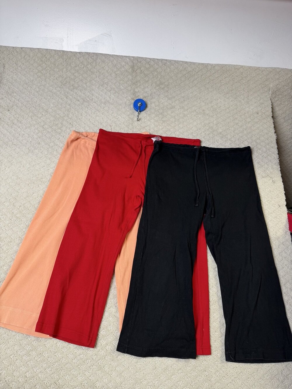 Hard Tail Ribbed Cropped Lounge Pants Womens Multicolor Drawstring Slit 3 Size M